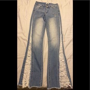 Fashion Nova Kiana Distressed Flare Jeans